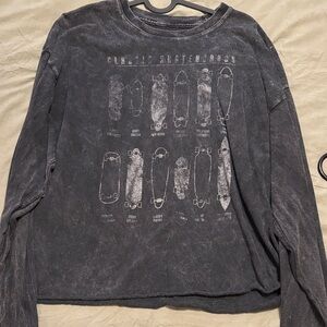Gray Graphic Long Sleeve Shirt